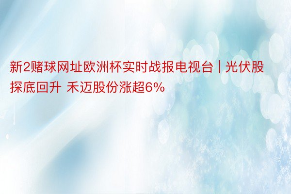 新2赌球网址欧洲杯实时战报电视台 | 光伏股探底回升 禾迈股份涨超6%